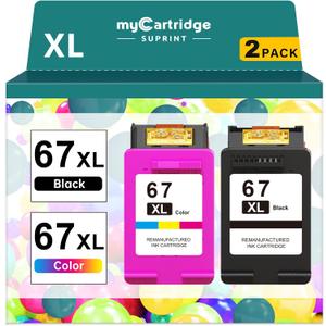 67XL HP Printer Ink for HP Ink 67 Replacement for HP 67 Ink Cartridges Black/Color Combo Pack HP67 DeskJet 2755e 2855e 2700 4255e 4155e 2800e 2700e 2700e Envy 6055e 6000 6455e Printer Ink HP 67