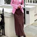 Saodimallsu Womens Ribbed Long Sleeve Sweater Tops Button Up Crewneck Slim Fitted Cardigans Sexy Going Out Knit Shirts (Pink)