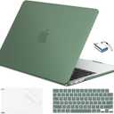 EooCoo Compatible with MacBook Air 13 inch Case M5 2026-2022 M4 M3 M2 Model A3449 A3240 A3113 A2681, Mac Air 13.6 inch Hard Shell & Keyboard Cover & Screen Film & Type-C, Matte Midnight Green