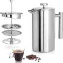 Mixpresso Stainless Steel French Press Coffee Maker 27 Oz 800 ml, Double Wall Insulated French Press Stainless Steel, Easy Clean Tea Brewer, Easy Press Durable Metal Coffee Press