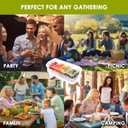 Ice Chilled Condiment Organizer with Detachable Ice Box & Hanging Side Bins  Ice Chilled Taco Bar Serving for Parties, Fruits, Salad  Includes Tongs, Spoons (BPA-Free) (4 Compartments)