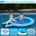 ACWYENN Inflatable Water Hammock Floats for Adults Round Floating Ring Hammock for Lake Pool Beach (8FT Blue with Ramp)