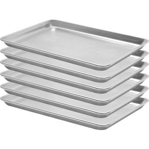 BIEAMA 6 Pack Half Size 18" x 13" Aluminum Baking Sheet Pan Perforated, Commercial Bakery Equipment Cookie Sheets, NSF Approved Baking Tray