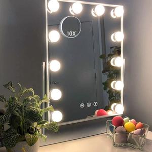 Hansong Vanity Mirror with Lights, Makeup Mirror with Lights, 12 Dimmable Bulbs, Hollywood Lighted Makeup Mirror, Detachable 10x Magnification, 3 Color Lighting Modes (White)