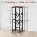 5 Gallon Water Jug Holder, 3-Tier Water Bottle Holder with Wood Top Shelf, Heavy Duty Water Cooler Jug Rack, Water Dispenser Storage Stand for Kitchen Office and Living Room