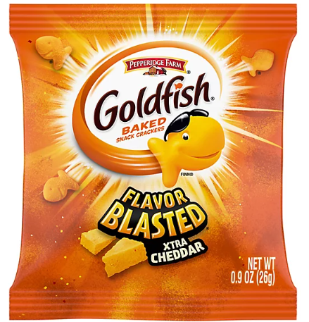 Pack Of 2 Goldfish Flavor Blasted Xtra Cheddar Cheese Crackers, Baked Snack Crackers, 0.9 oz On-the-Go Snack Packs, 9 Count Tray