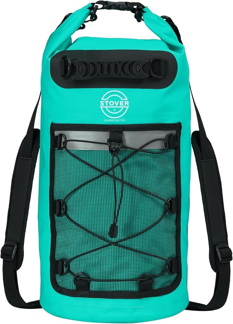 STOVER 30L Waterproof Dry Backpack- Medium Floating Dry Bag for Kayaking, Travel, Tubing, Hiking, Fishing, Camping, Motorcycles & Beach, Heavy-Duty Roll Top Men/Women (Teal)