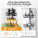 HAMITOR Shower Caddy Tension Pole: 4-Tier Corner Rustproof Bathroom Organizer with Soap Holder & Hooks - No-Drill Adjustable Shower Shelf for Renters - Family Stand Storage Rack - 47-123 Inch Black