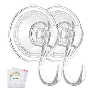 VIS'V Wreath Hanger, Large Suction Cup Wreath Hooks with Wipes, Heavy Duty, 22 LB Capacity, Removable and Reusable, Clear, 4 Pcs