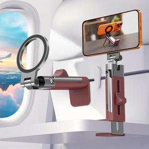 for MagSafe Airplane Phone Holder Mount Travel Essentials for Plane,N55*40 Pro Magnetic Phone Stand for Desk,360 Swivel Airplane Gadgets Cruise Must Haves Mother's Day Travel Gifts for Women Men Red