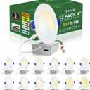 zouzai 12 Pack 4 Inch 5CCT Ultra-Thin LED Recessed Ceiling Light with Junction Box, 2700K/3000K/3500K/4000K/5000K Selectable, 9W Eqv 80W, Dimmable, led can Lights - ETL and Energy Star Certified