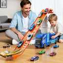 Truck Toys Car Track Set for 3 4 5 6 Years Old Boys, Carrier Truck Transporter Car Race Track with 12 Die-Cast Racing Car Toys, Birthday Gifts for Toddlers Kids Girls Age 3 4 5 6 7 8