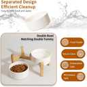 Elevated Ceramic Dog Bowl Set - Raised Dog Bowls with Non-Slip Bamboo Stand - Dog Food and Water Bowl Set - Double Dog Feeding Bowls - Suitable for Small and Medium Dogs - 28.74 OZ - 3.6 CUPS - 850 ML
