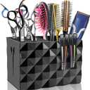 NICEMOVIC Barber Scissors Holder Box, Barber Accessories Barber Supplies, Professional Salon Hairdressing Scissors Rack Holder Storage Organizer for Hairstyling Combs Clips Brushes (Black)