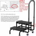2 Step Stool with Handle & Wheels for Seniors, 400 lbs Capacity, Heavy Duty Bed Step for High Beds, Adjustable 5-Level Handrail, Non-Slip Wide Steps, Non-Skid Rubber Feet (Black)
