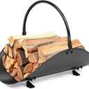 AMAGABELI GARDEN & HOME Fireplace Log Holder Indoor Firewood Basket Holder Carrier Metal Wood Rack for Fire Wood Outdoor Storage Organizer