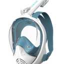 G2RISE Full Face Snorkel Mask Adults Snorkeling Set Gear for Kids with Detachable Camera Mount, Safe Breathing, Anti Fog Anti Leak (White Blue)