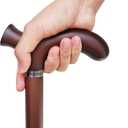 Wooden Walking Cane with 5 Height for Men and Women, Handmade Wood Cane with Comfort Grip Handle, Supportive Mobility Aid for Seniors, Fashionable & Classic Lightweight Stick