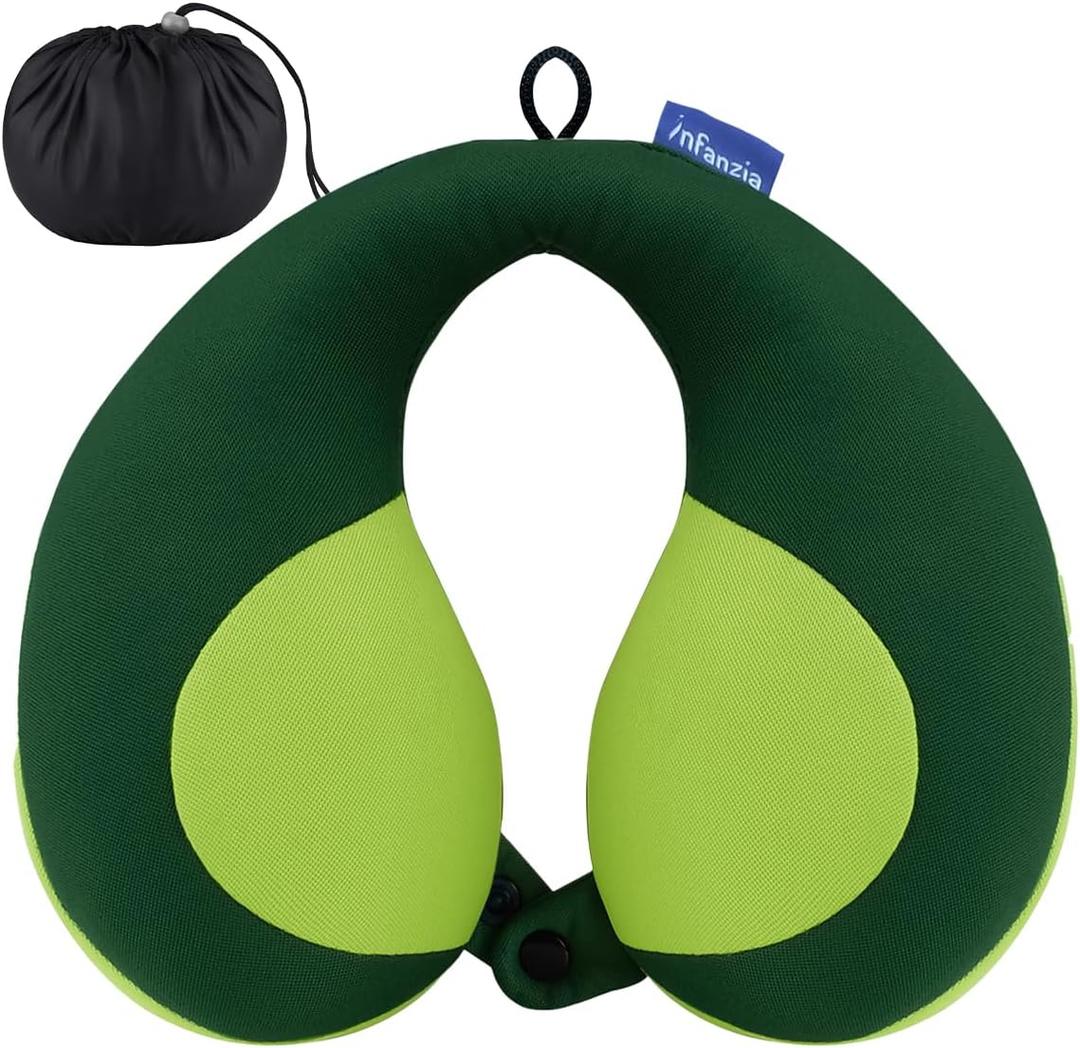 INFANZIA Kids Chin Supporting Travel Neck Pillow, Helps Support Head and Neck, Comfortably Designed for Head, Neck, and Chin Support - Gifts for Toddler/Child/Kids, Green