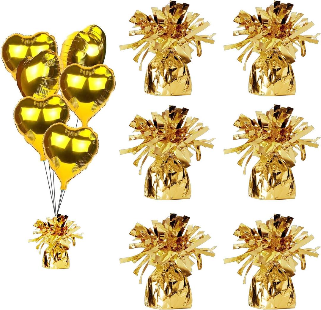 balloon weights are perfect for parties, birthdays, weddings. Each pack includes 6PCS durable weights that easily decorate balloons and elevate any celebration. (Gold 6pcs)