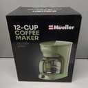 MUELLER HOME 12-Cup Drip Green Coffee Maker, Borosilicate Carafe, Auto-Off, Reusable Filter, Anti-Drip, Keep-Warm Function, Clear Water Level Window, Green Kitchen Accessories & Decor
