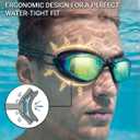 3 x Aegend Swimming Goggles with Adjustable Bungee Strap, No Leak Anti-Fog UV Protection Mirrored Swim Goggles for Adults