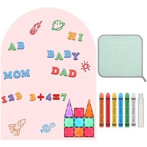 Fuyoooo Magnetic Chalkboard for Wall Magnetic Wall Decal with Pastel Markers Dishcloth and Chalkboard Wallpaper Sheets for Office School Playroom Kids(Light Pink,24 x 32 Inches)