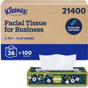 Kleenex Professional Facial Tissue, Bulk, 36 Boxes x 100 Tissues (21400)