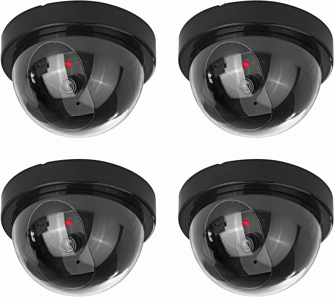 4 Pack Dummy Fake Camera Security CCTV Dome Cameras with Flashing Red LED Light for Indoor Outdoor Home Business, Black (Juego de 4)
