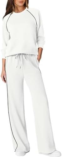 Sampeel Women 2 Piece Lounge Sets Sweatsuit Fall Outfits Matching Wide Leg pants Set Tracksuit Trendy Clothes Size XXL