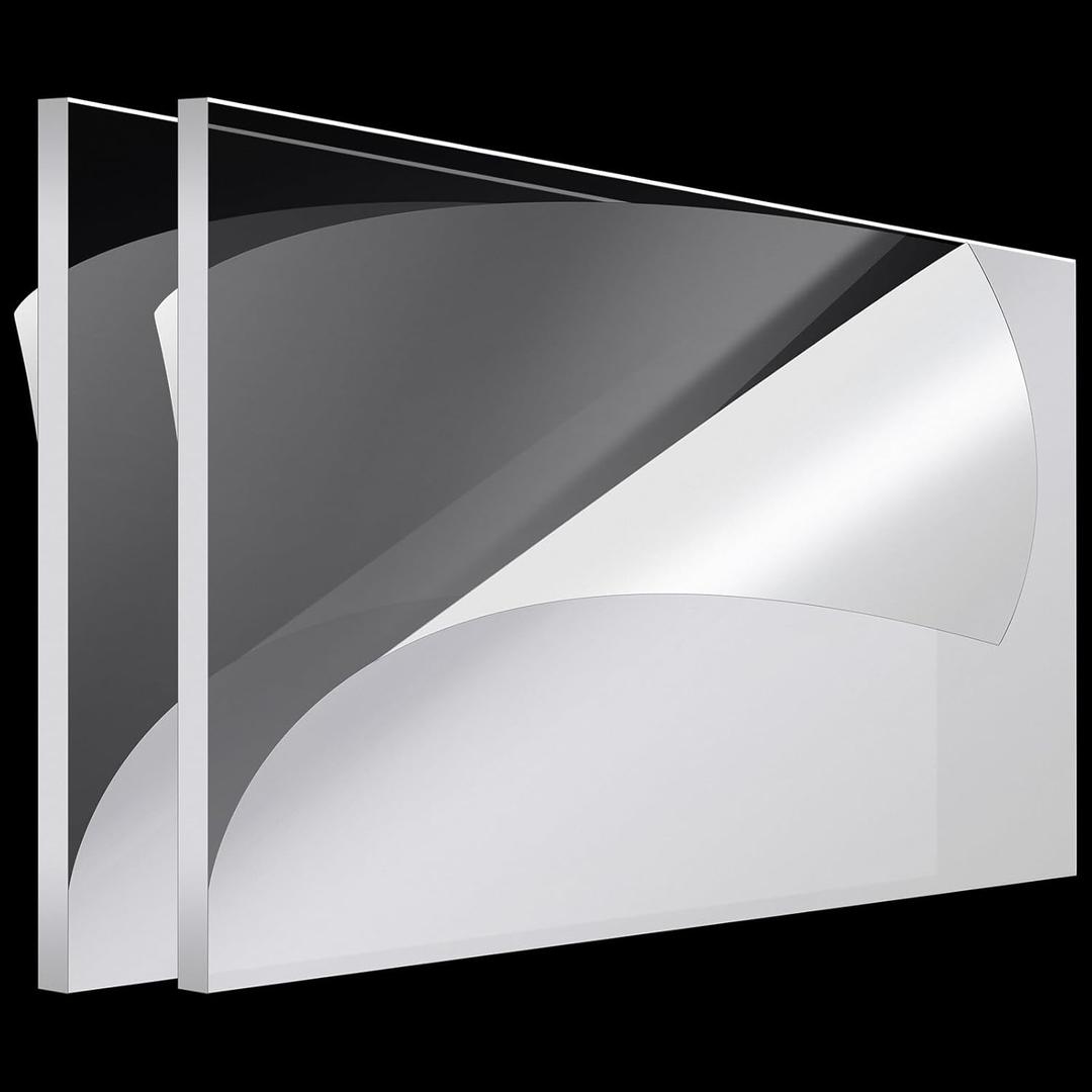 Roowest 2 Pcs 18 x 36 Inch, 1/4 Inch Thick Clear Acrylic Sheets Plastic Panels Sheets Cut to Size Cast Acrylic Board Panel with Protective Film for Craft DIY Projects Sign Frame(Transparent)