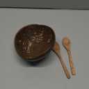 Natural Coconut Bowls & Spoons Set of 2 - Hand-Polished with Organic Oil, Eco-Friendly Smoothie Bowls for Acai/Poke/Salads, Durable Coconut Shell Crafted, Kitchenware with Lightweight Design