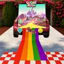 Trunk or Treat Car Decorations Kit,7 Pcs Pink Party Decor,Girls' Birthday Party,Candy Backdrop Banner,Rainbow Road,Red White Plastic Cover, with 4 Pcs Sugar Themed Stickers for SUV Truck Garage Door