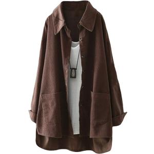 Minibee Women's Corduroy Shirt Jacket Shacket Button Down Long Sleeve Oversized Blouse Coats with Pockets (Large, Brown) Minibee Women's Corduroy Shirt Jacket Shacket Button Down Long Sleeve Oversized Blouse Coats with Pockets (Large, Brown)