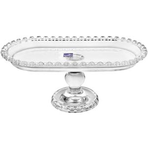Luxshiny Footed Fruit Serving Tray: 9.7" European Style Dessert Display Platter for Fruits Snacks and Appetizers - Decorative Serving Tray for Parties Weddings and Home Decor (24.8x12.8cm) Glass