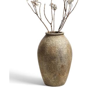 LE TAUCI Ceramic Vase, 11.5 Inch Large Rustic Farmhouse Vase, Tall Vase for Home Decor, Living Room Table & Mantel Centerpiece, Watertight & Sturdy, Sandstone Brown