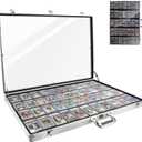 Card Show Display Case Large Aluminum, Trading Card Display Case Suitable for Sports Card/TCG/Jewelry Collection, Silver 34 in X 22 in, 1-Year Coverage