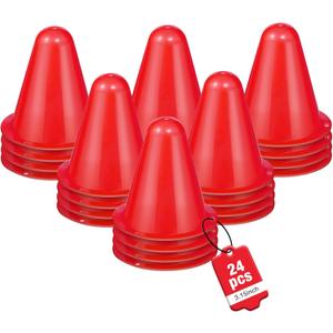 24 Pack 3.15 Inch Mini Cones for Sports Drills,Agility & Footwork Practice,Portable Small Cones for Indoor Outdoor Soccer,Basketball,Team Activities