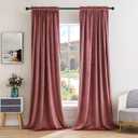 MIULEE Dusty Rose Pink Velvet Curtains Thermal Insulated Blackout Curtain Drapes for Bedroom Living Room Darkening 90 Inches Long Curtains Panels Rod Pocket Set of 2