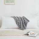Full Body Pillow with Fluffy Stripe Faux Fur Removable Cover, Long Bed Pillow Adult 20x54 Inches for Side Sleeper and Pregnancy, Gray.