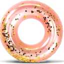 POZA Inflatable Pool Float Tube  Sparkly Confetti Swim Ring, Heavy Duty UV Resistant Inflatable Tube Pool Float for Kids & Adults  Multiple Colors & Sizes  Beach, Lake & Pool Party Float (36", Rose Gold)