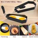 Patelai 2 Pack Halloween Coffin Shaped Egg Ring Pancake Molds Set Stainless Steel Griddle Egg Rings Coffin Fried Pancake Shapers with Handle DIY Cooking Tool for Breakfast Omelette (6 Inch)