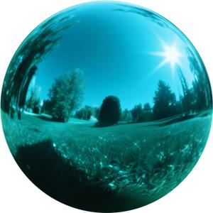 12 Inch Stainless Steel Gazing Ball, Garden Gazing Globe Mirror Ball, Polished Shiny Sphere for Garden Yard Outdoor, Swimming Pool Decoration (Light Blue)
