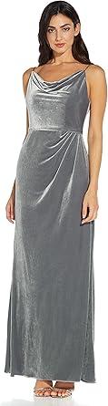 Adrianna Papell Women's Cowl Neck Velvet Gown, Silver , 4 Adrianna Papell Women's Cowl Neck Velvet Gown, Silver , 4