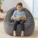 HUGHEAVEN Bean Bag Chairs for Kids, Toddler Bean Bag Chair, Comfy Cozy Reading Chair & Stuffed Toddler Floor Sofa, Soft Beanbag Chairs for Boys and Girls, Lazy Floor Seat for Gaming and Reading, Grey, Small
