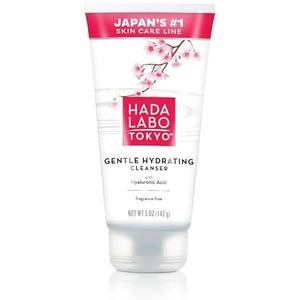 Hada Labo Tokyo Gentle Hydrating Foaming Facial Cleanser, Fragrance-Free Sensitive Skin Face Wash with Hyaluronic Acid and Conditioning Agents Soften Skin, Locks In Moisture, 5.0 Oz