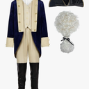 ReliBeauty Washington Costume Boys Hamilton American Colonial Uniform with Wig, Size 130