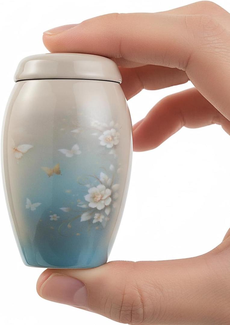 Small Keepsake Cremation Urn for Ashes - Beautiful Mini Memorial Urn with Velvet Box & Bag