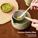 Matcha Whisk Set, Ceramic Matcha Set, 6 Pcs Matcha Kit Includes Matcha Bowl, Matcha Whisk with Holder, Bamboo Scoop, Scoop Rest, Sifter, Ceremonial Matcha Tea Set, Perfect Gifts, Green