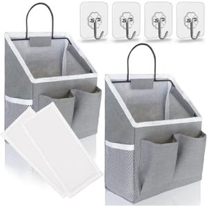 2 Pcs Small Wall Hanging Baskets for Organizing, Wall Hanging Storage Bag as Over the Door Organizer, Wall File Organizer, Rv Storage and Organization. For Bedroom, Office, Camper (Gray)